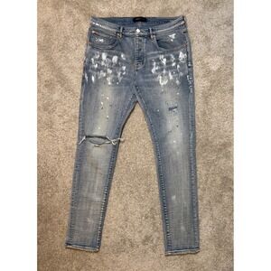 Purple Brand Paint Blowout Jeans Light Indigo Size 34